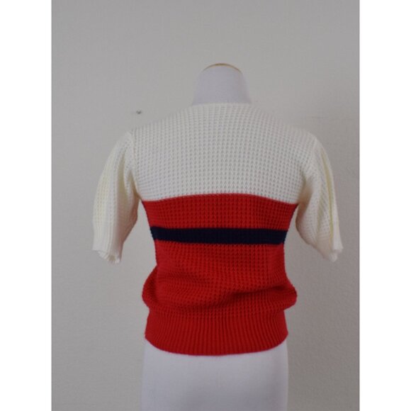 Vintage 80s Acrylic Striped Knit Blouse‎ - Picture 4 of 10